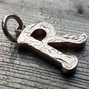 Letter R charm sterling silver